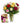 colorful roses in a vase and a greeting card