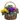 Blooming planter basket with yellow, purple, and pink flowers